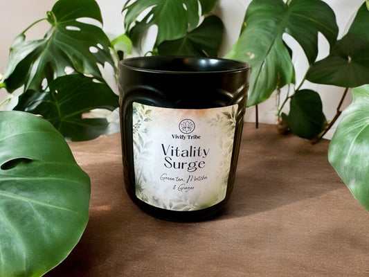 Aromatherapy candle for spiritual awakening & energetic alignment with scents of green tea and matcha